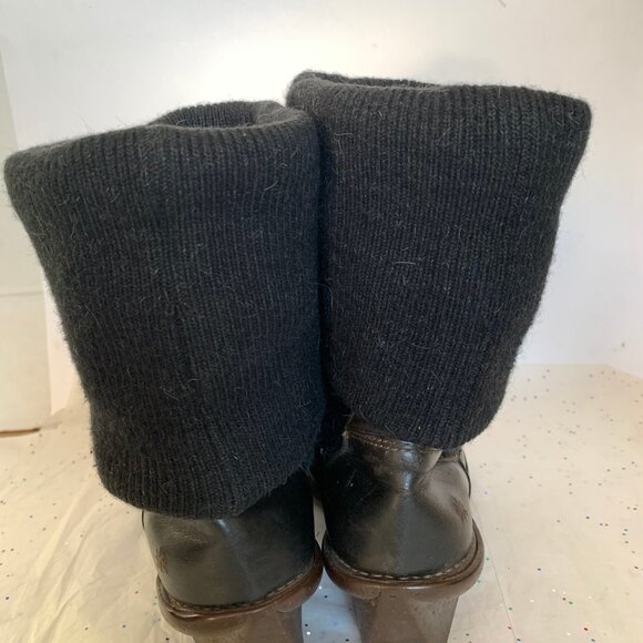 The Art Company Black Leather y2k Chunky Wool Sock Boot Molded Heel 40 Bohemian - Picture 12 of 16